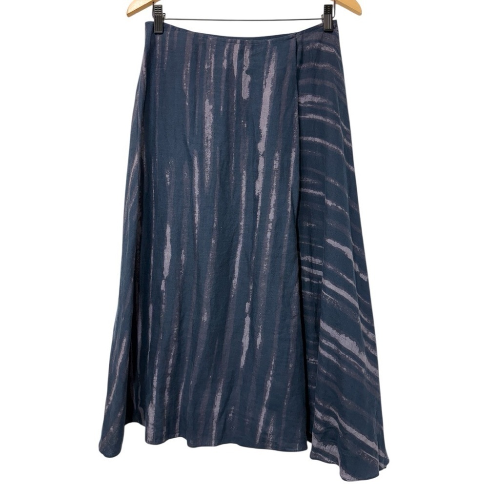 Dkny Navy Linen Midi Asymmetrical A-Line Skirt size 4